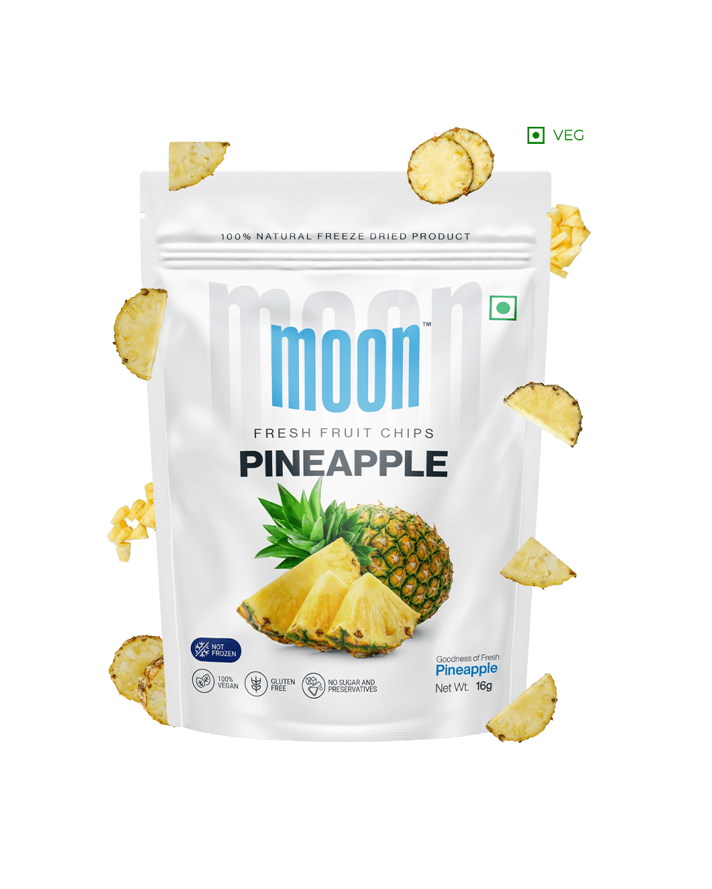 Moon Freeze Dried Pineapple Chips, 16 gm