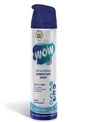 WOW Aerosol Sanitiser, Air & Surface Disinfectant Spray Kills 99.9% Bacteria & Viruses on Surfaces, Pack Of 2, 320 ML