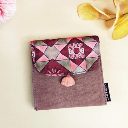 5 COMPARTMENT MINI WALLET-MAROON PEACH TILE