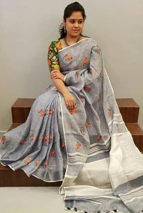 LINEN DESIGNER DIGITAL PRINT SAREE 11278