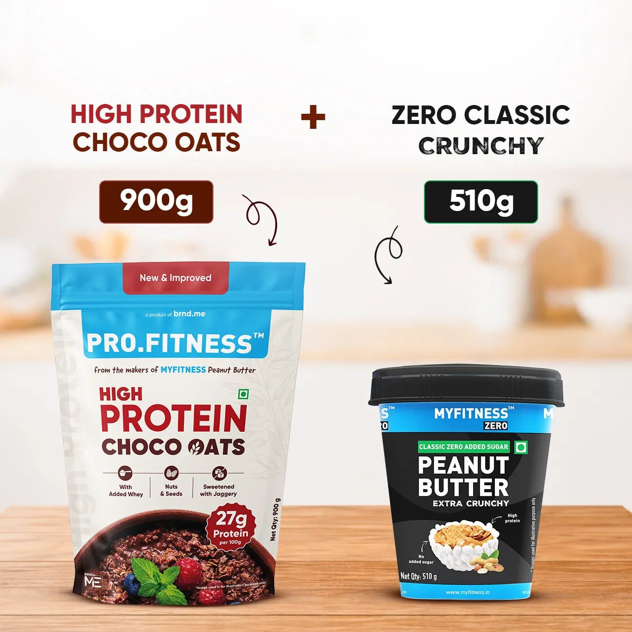 High Protein Combo | High Protein Chocolate Oats + Peanut Butter Classic Zero | Healthy Breakfast High Protein Combo | High Protein Chocolate Oats + Peanut Butter Classic Zero | Healthy Breakfast - 900g Oats + 510g PB