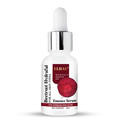 ELHAE Hydrating Beetroot Essence Serum - 30ml with 1% Hyaluronic Acid Complex for a Radiant Pink Glow | Up to 92% Instant Hydration | Daily Use Face Serum for Smooth, Glowing Skin