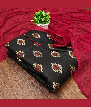 Rangtulika Ethnics Unstitched Cotton Blend Embroidered Dress Material - Red ( Pack of 1 )