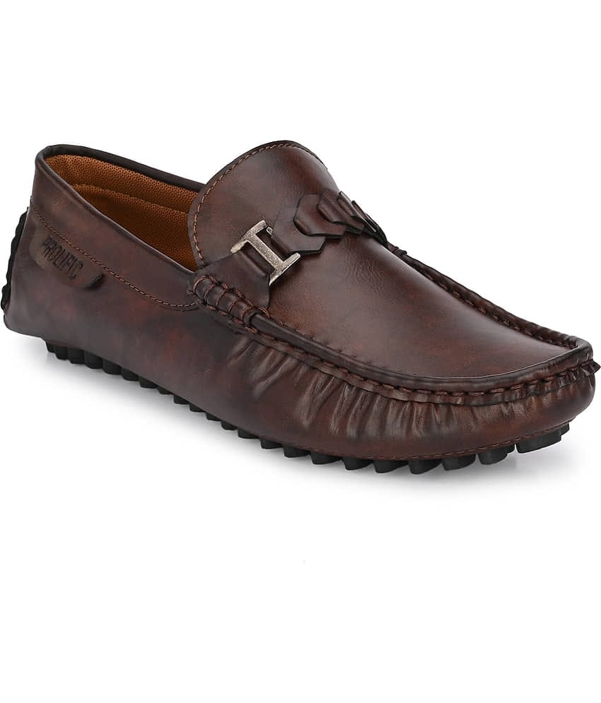 Prolific Artificial Leather Brown Formal Loafers