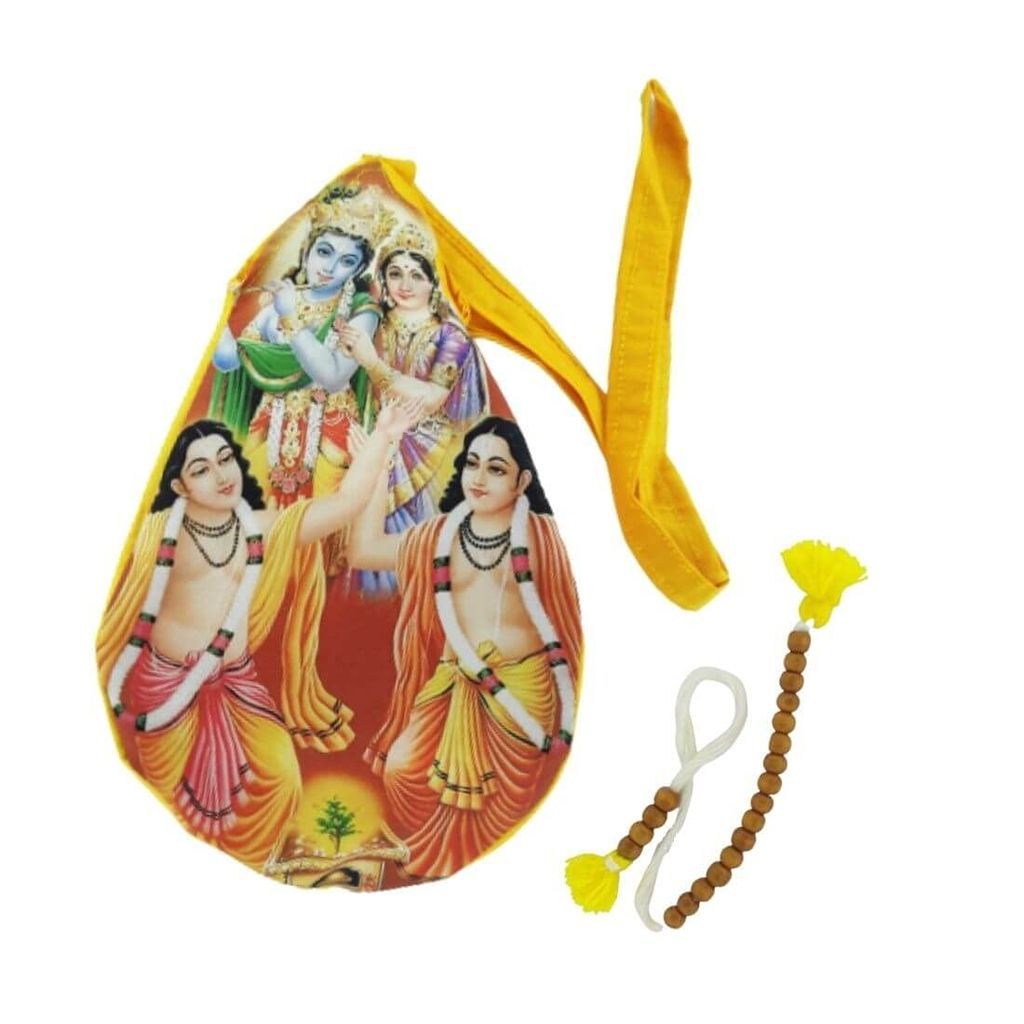 MAYAPURI Radha Krishna Gour Nitai Printed Japa Bag/Chanting Bag with Sakshi Mala Counter - Pooja Needs | Buy online on ZillyBuy