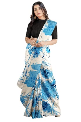 Generic Women's Joya Silk Saree with Blouse (Sky, 5 - 6 Mtrs)