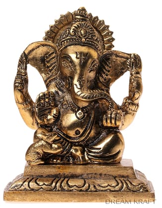 DreamKraft White Metal Ganesh Showpiece Idol for Home Decor and Gift Purpose