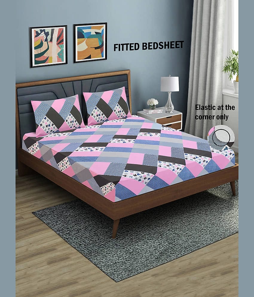 Home Candy Microfibre Abstract 1 Bedsheet with 2 Pillow Covers - Multi