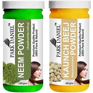 PARK DANIEL Pure & Natural Neem Powder & Kaunch Beej Powder Combo Pack of 2 Bottles of 100 gm (200 gm ) (200 ml)