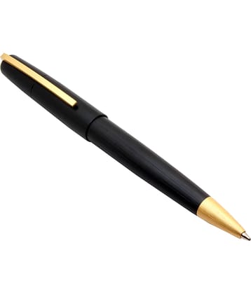 Srpc Epic Charcoal Matte Black Metal Body Retractable Ballpoint Pen With Golden Trims Blue Refill