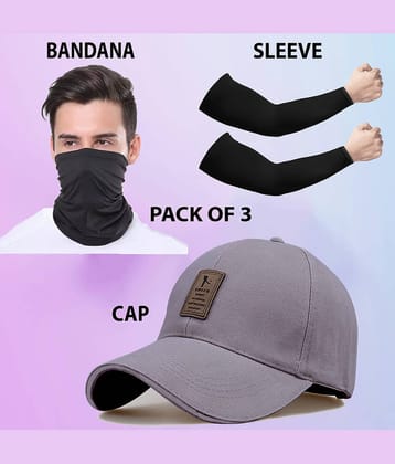 Bolax Pack of 3 Cotton Men's Cap ( Grey )