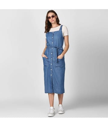 StyleStone Women Denim Fit & Flare Dress ( Blue )