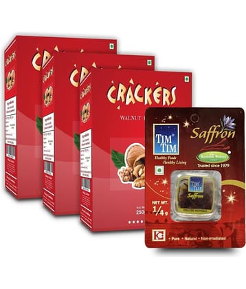 GO Kashmiri Brown Quarters Walnuts (giri) 750g (250gm x 3) + free Saffron 0.25g. worth Rs. 155