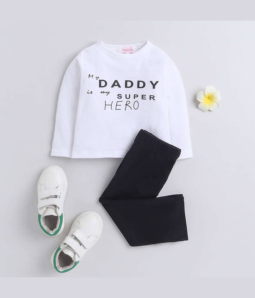 VELION Pack of 1 Girls Cotton Blend Sweatshirt With Dungarees ( Black & White )