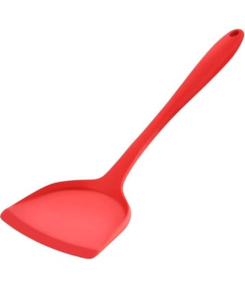Baskety Silicone Spatula with Stainless Steel Core Wok Serving Spatula( Pack of 1, Red )