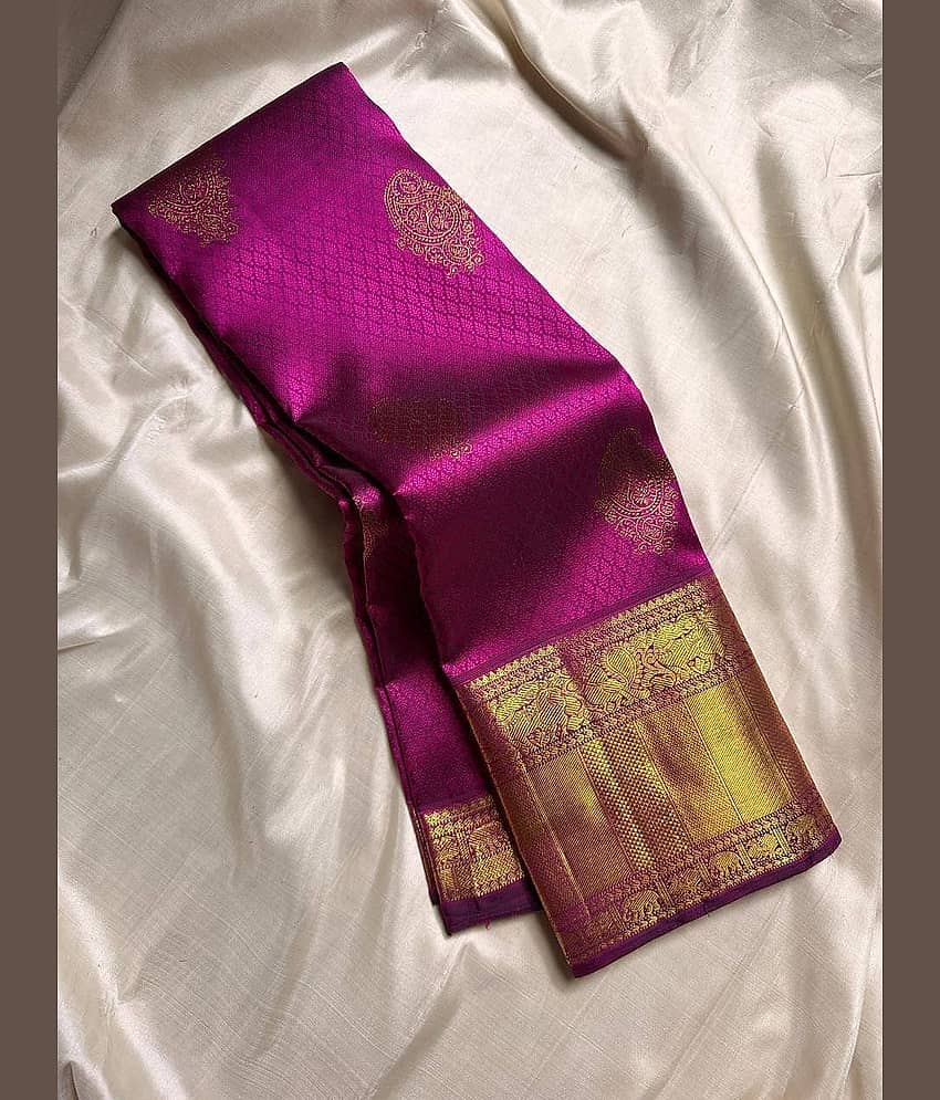 fab woven Art Silk Woven Design Banarasi saree With Unstitched Blouse Piece ( Wine )