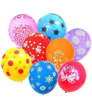 Mix Print BIG Size 12 Inchs Latex Balloons,(Multi-Color, Pack of 25) for happy birthday decoration item, birthday decoration kit, birthday balloon decoration combo for Boys, Girls, Kids, husband and Wife.