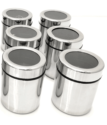 Visaxmi Masala Dabba Steel Silver Spice Container ( Set of 6 )