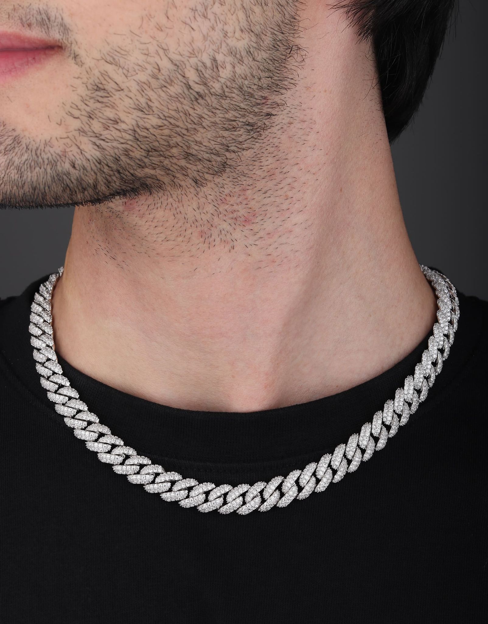 Bling Iced out Cuban Chain 10mm-18 Inches / Silver