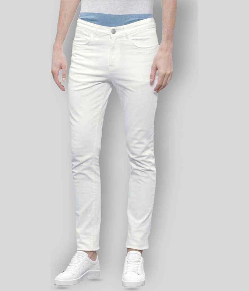 x20 - White Cotton Blend Skinny Fit Men's Jeans ( Pack of 1 )