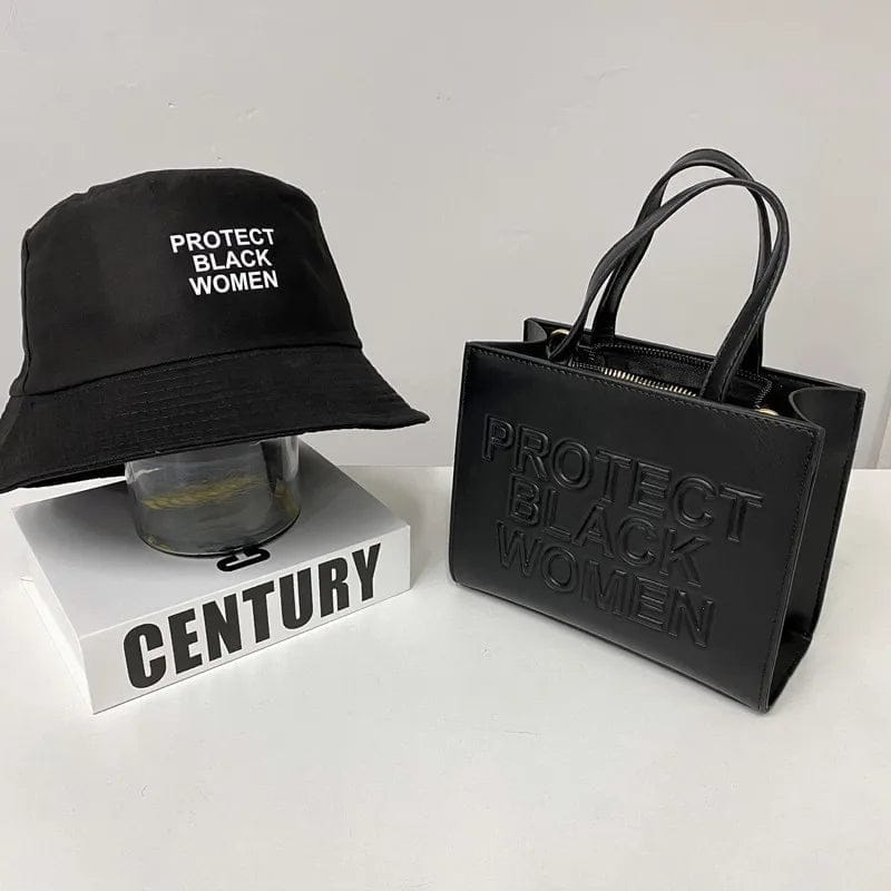 BM9012 Drop shipping Protect Black Women Bag purse Bucket hat set Luxury Leather Handbags Protect Black Women square Bag