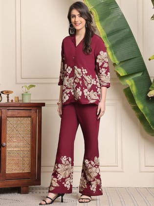 Printed Cotton Collar Co Ord Set Printed Cotton Collar Co Ord Set