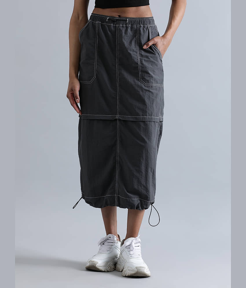 Bene Kleed Women Parachute Fit Midi Skirt with contrast Stitch