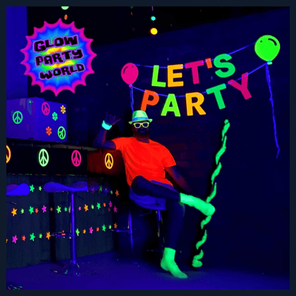 UV Glow In The Dark Dark Let's Party Banner - Over 9 FT