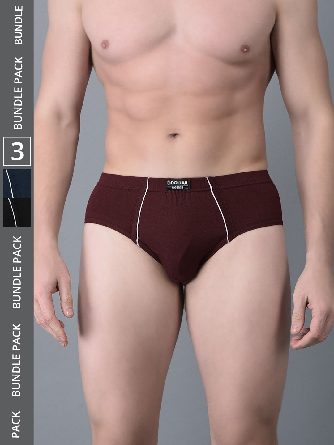 Men's Assorted Pack of 3 Combed Cotton Solid Brief With Anti-Microbial Odour Control