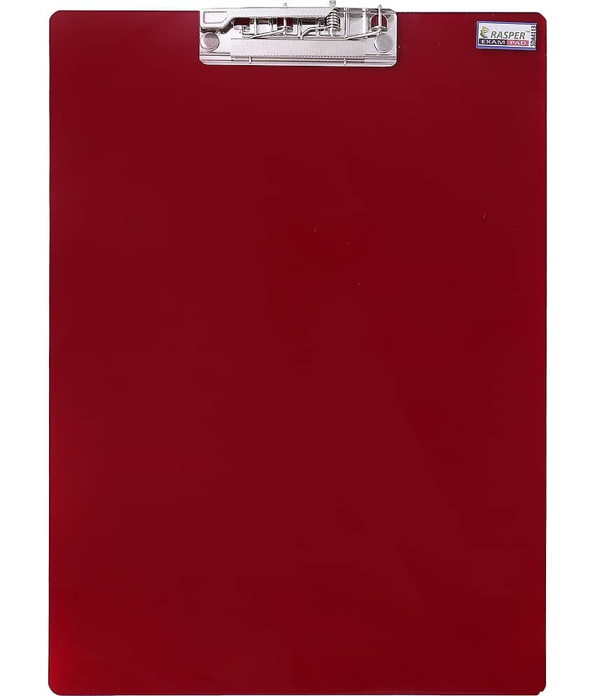 Rasper Red Transparent Acrylic Clip Board Exam Pad for School & Office Unbreakable Writing Pad Student Exam Board Big Size (14x10 Inches)
