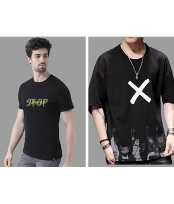 attitude start of fashion Pack of 2 Polyester Regular Fit Men's T-Shirt ( Black )