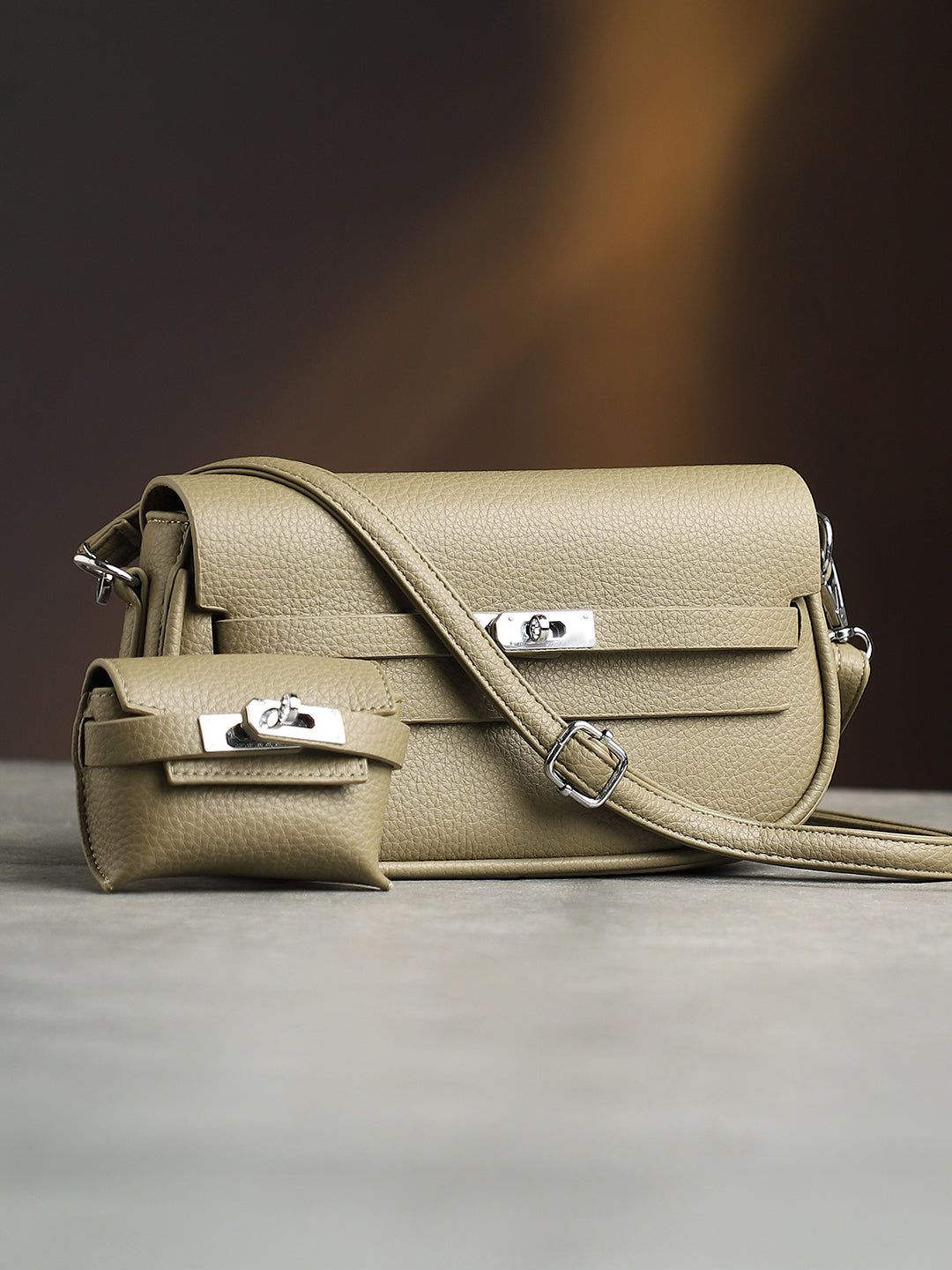 The Overlap-Curve Sling Bag - Olive Green-Sling Bag