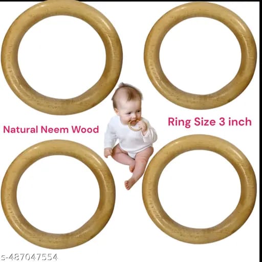 Natural Neem Baby Teether For baby gumimg Pack of 4 Ring Shape