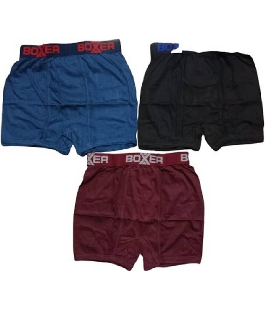 PUSHPADANT FASHION WEAR Pack of 3 Cotton Blend Trunks For Men's ( Multicolor )