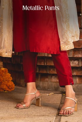 Metallic Straight Pant - Plum Berry-S / Plum Berry