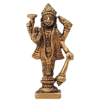 Brass Vishnu Ji Murti - Devotional Hindu God Idol for Temple, Height : 3.5 Inch (BSMAS1596 V)