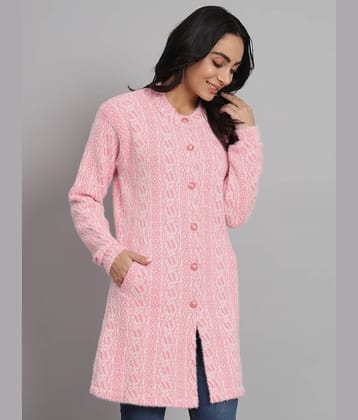 eWools.in Woollen Round Neck Women's Buttoned Cardigans - Pink ( )