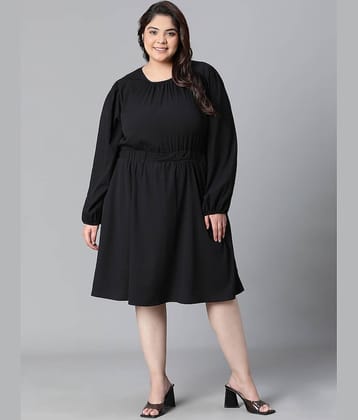 Oxolloxo Women Polyester Solid A-line Dress ( Black )