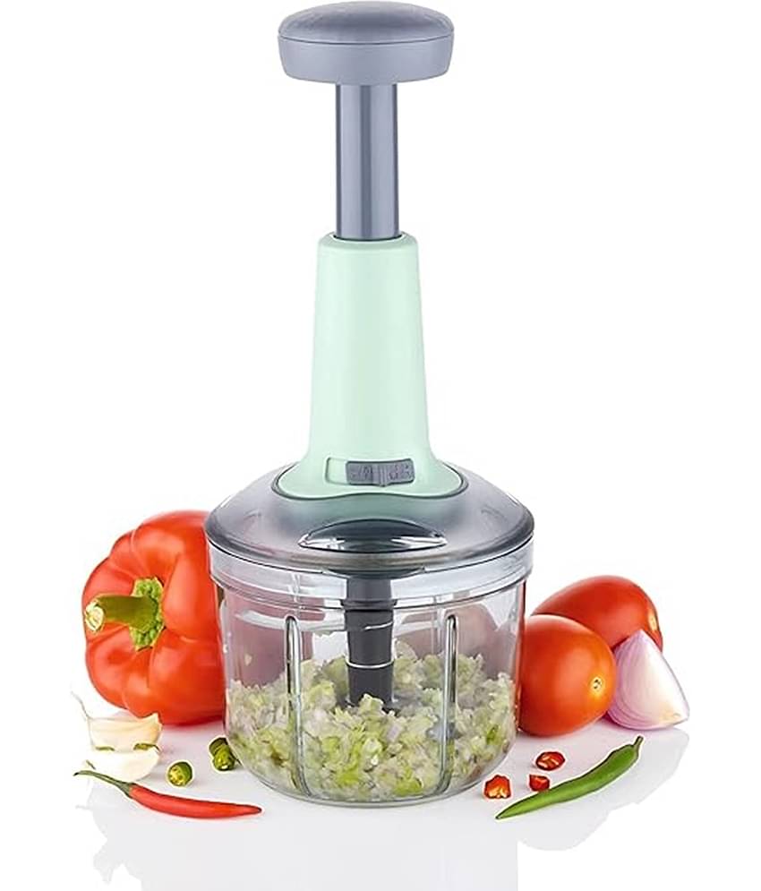 iview kitchenware Manual Hand Chopper Green Stainless Steel Mannual Chopper 900 ml ( Pack of 1 )