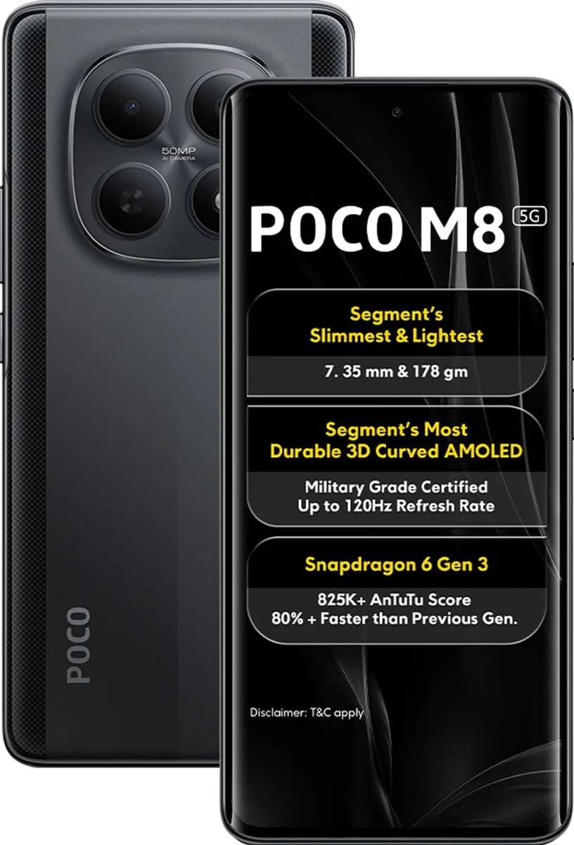 POCO M8 5G (Carbon Black, 6GB RAM), (128GB Storage)