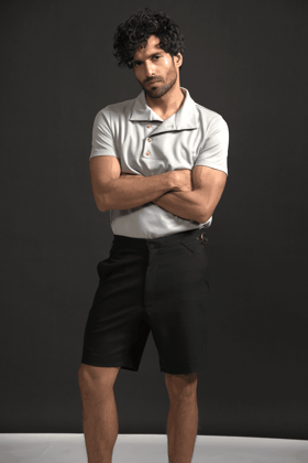 OFF CENTER PLACKET POLO-XL / Grey
