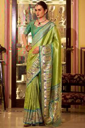 Swamp Green Paithani Tissue Silk Saree
