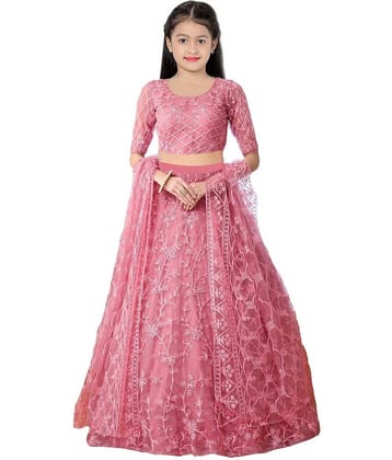 piludi Net Lehenga Choli Set For Girls ( Pack of 1 , Maroon )