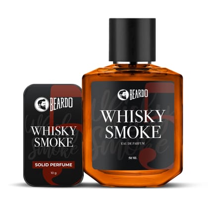Beardo Whisky Smoke Solid Perfume 10g, & Whiskey Smoke Perfume 50ml (Set of 2) | Strong & Long Lasting Fragrance | For Date Night | Rich and Lasting Fragrance Combo for Men, Ideal for Daily Use Beardo Whisky Smoke Solid Perfume 10g, & Whiskey Smoke Perfu