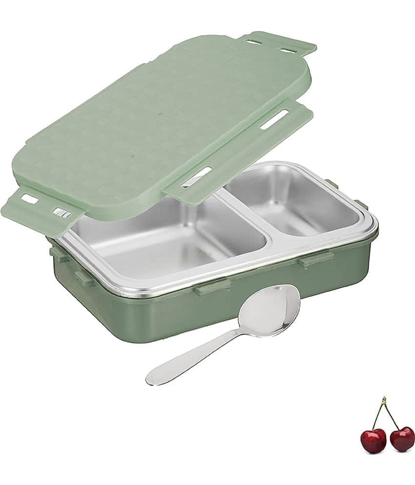 Trueware Crest Insulated Plastic & Stainless Steel School Lunch Boxes 1 - Container ( Pack of 1 )