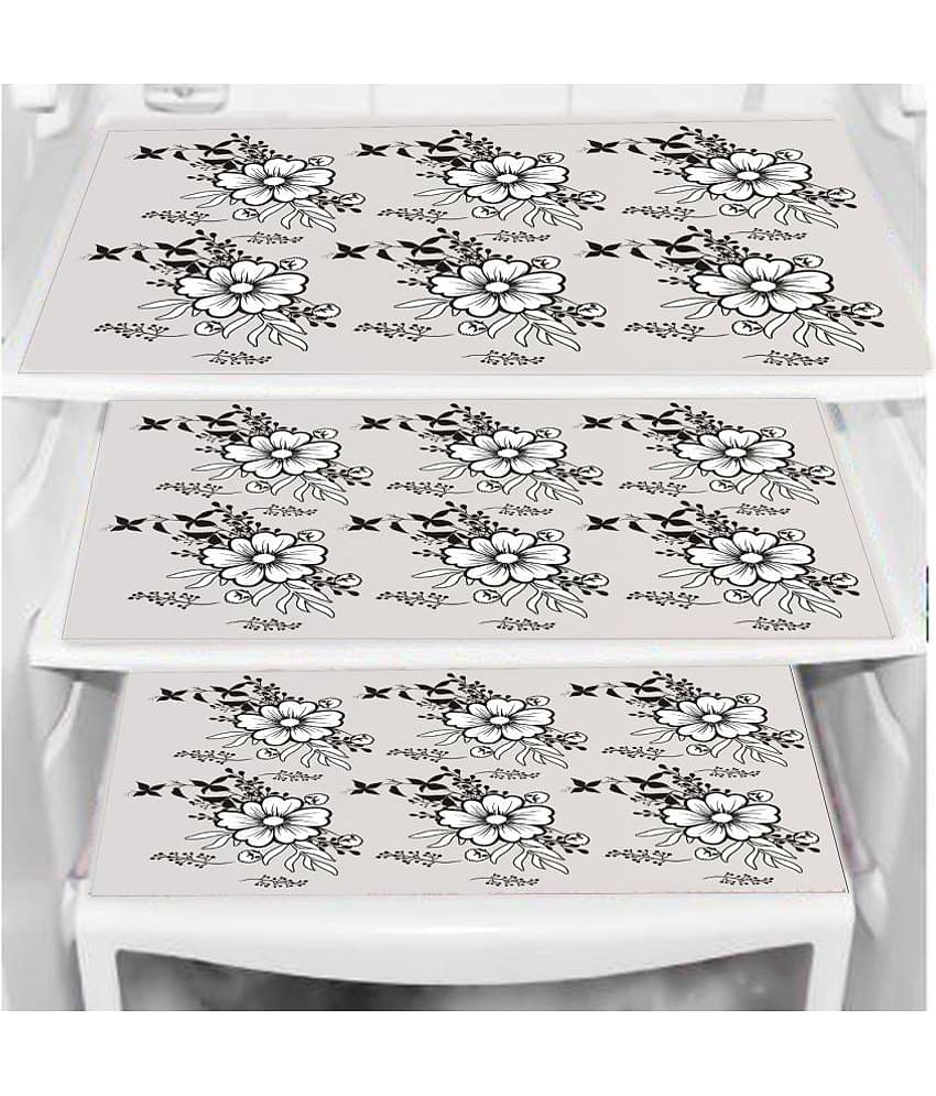 PVC Floral Fridge Mats ( 43 29 ) Pack of 3 - White