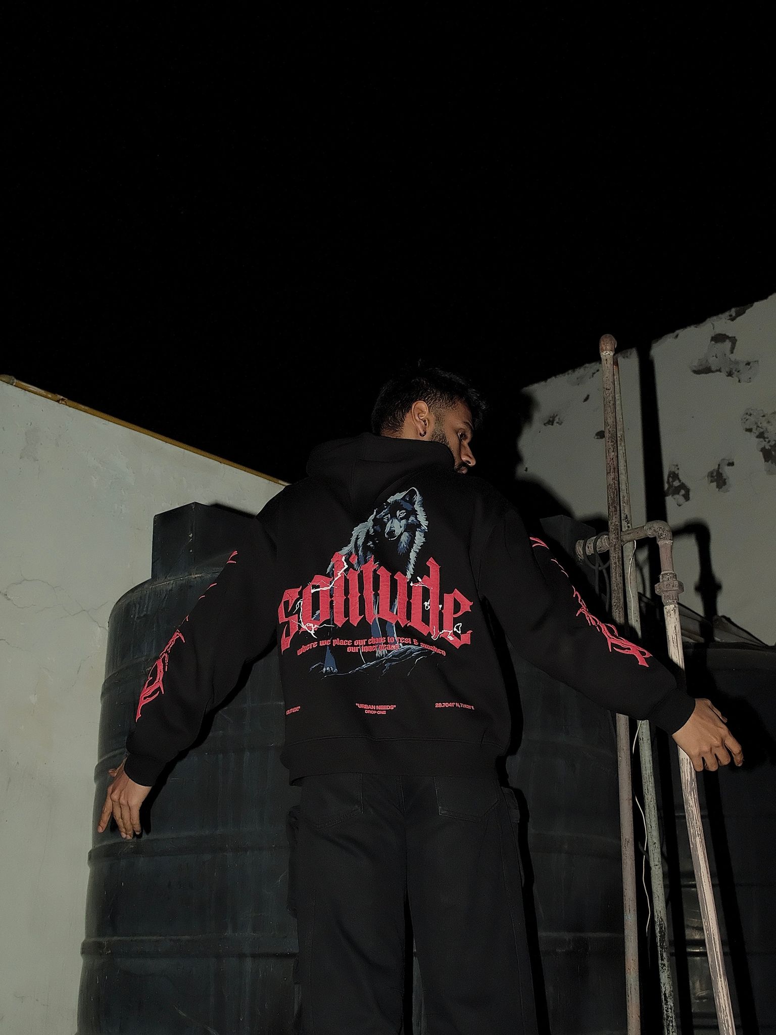 Oversized Hoodie - Solitude (Black)-Medium