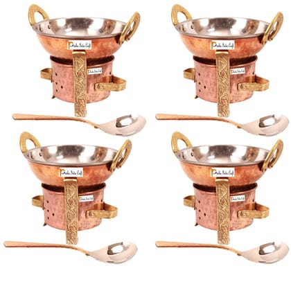 Pure Copper Sigdi Angeethi with Stand | Set of 4 Pure Copper Sigdi Angeethi with Stand | Set of 4