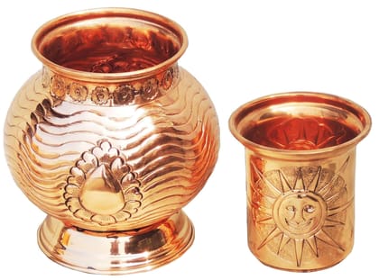 Copper Lota With Glass - (BC103 C)
