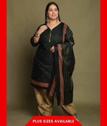 Rajnandini Cotton Blend Printed Kurti With Pants Women's Stitched Salwar Suit - Green ( Pack of 1 )
